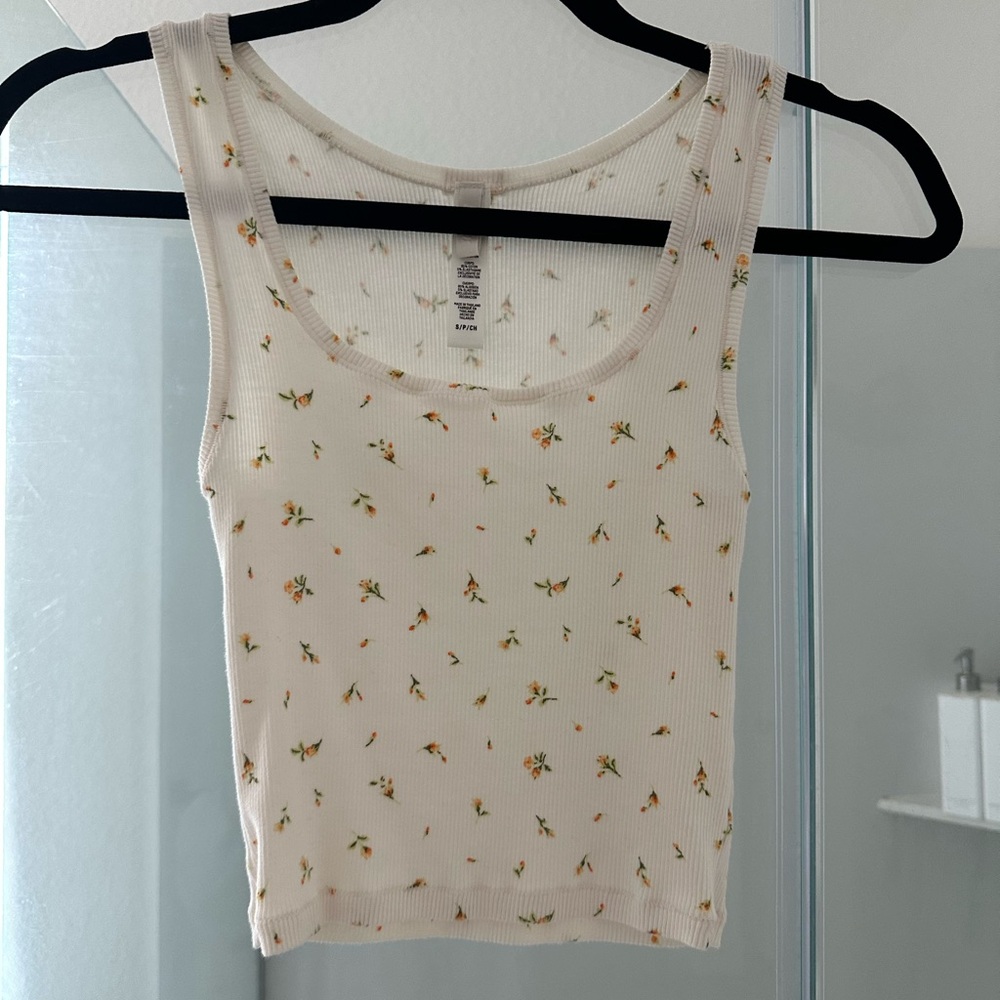 Skims Floral Print Ribbed Tank Top